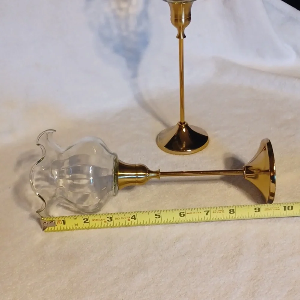 Elegant Gold and Clear Glass Candle Holders Set Of 2